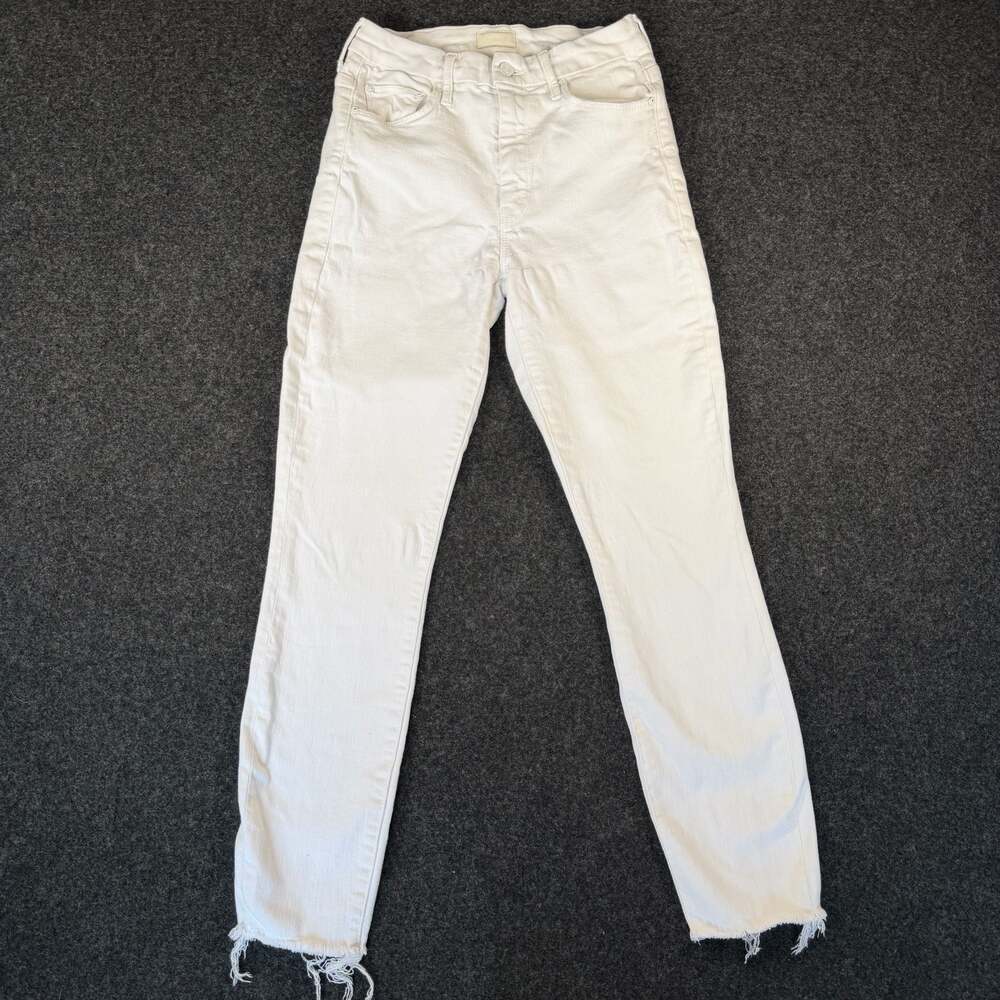 MOTHER The Looker Ankle Fray High Waisted Skinny Jeans White Size 25